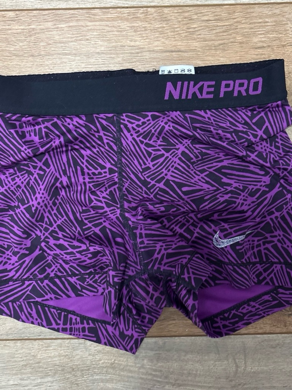 Nike Pro Women's Black & Purple Graphic Training Shorts